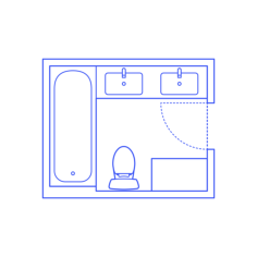 Layouts Bathrooms Primary 2 Wall Center Line Art Illustration Svg, Free Vectors File